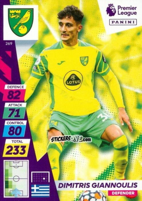 Cromo Dimitris Giannoulis - English Premier League 2021-2022. Adrenalyn XL Plus n. 269 - Panini