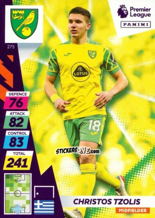 Cromo Christos Tzolis - English Premier League 2021-2022. Adrenalyn XL Plus n. 275 - Panini