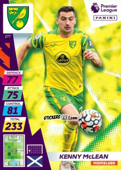 Cromo Kenny Mclean - English Premier League 2021-2022. Adrenalyn XL Plus n. 277 - Panini