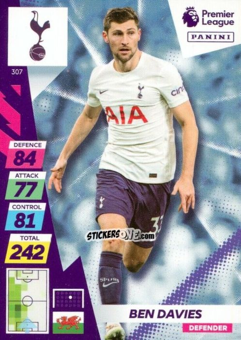 Cromo Ben Davies - English Premier League 2021-2022. Adrenalyn XL Plus n. 307 - Panini