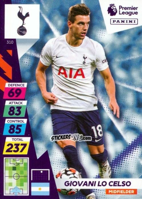 Cromo Giovani Lo Celso - English Premier League 2021-2022. Adrenalyn XL Plus n. 310 - Panini