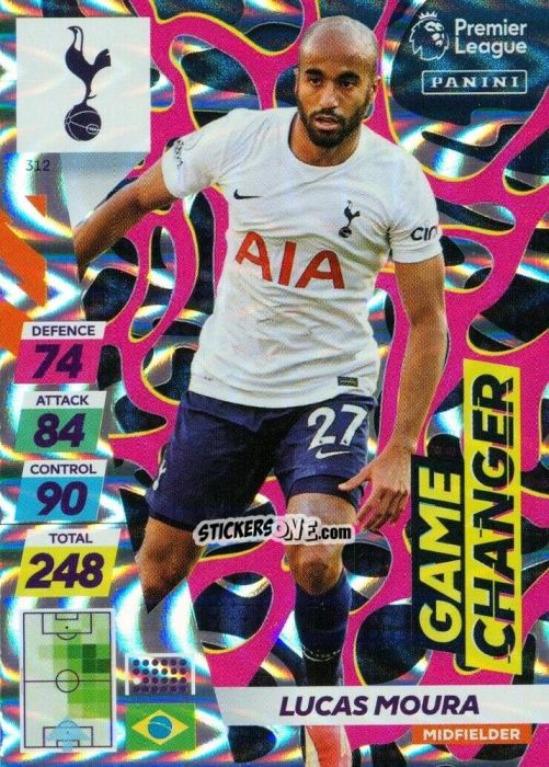 Cromo Lucas Moura - English Premier League 2021-2022. Adrenalyn XL Plus n. 312 - Panini