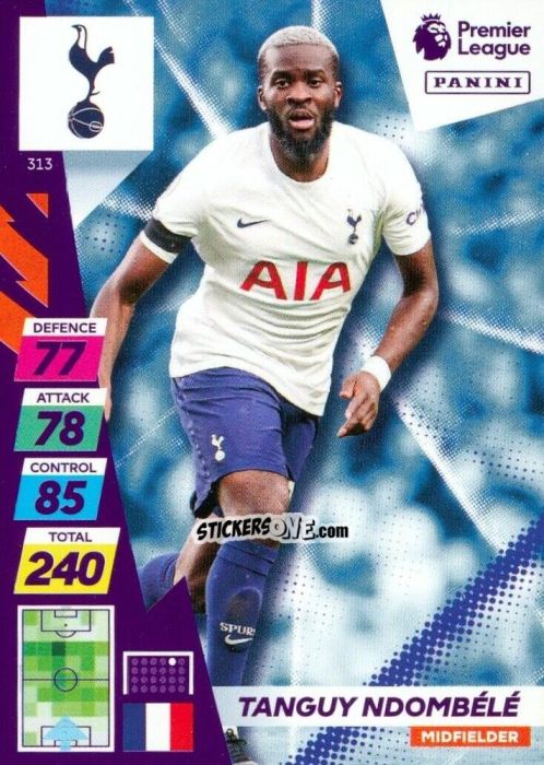 Sticker Tanguy Ndombélé - English Premier League 2021-2022. Adrenalyn XL Plus n. 313 - Panini
