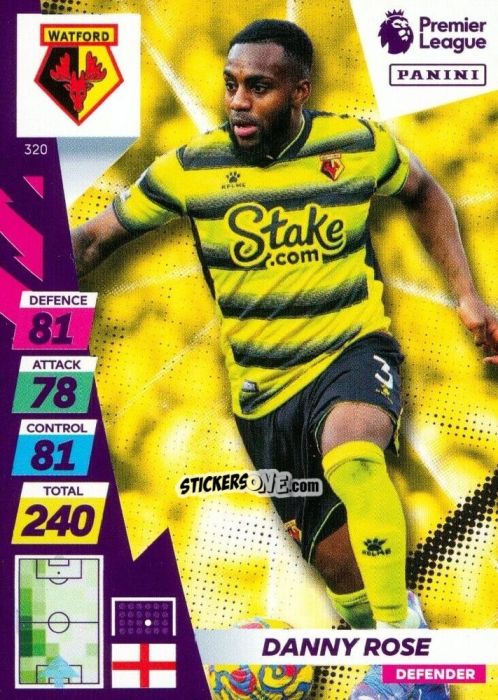 Figurina Danny Rose - English Premier League 2021-2022. Adrenalyn XL Plus n. 320 - Panini