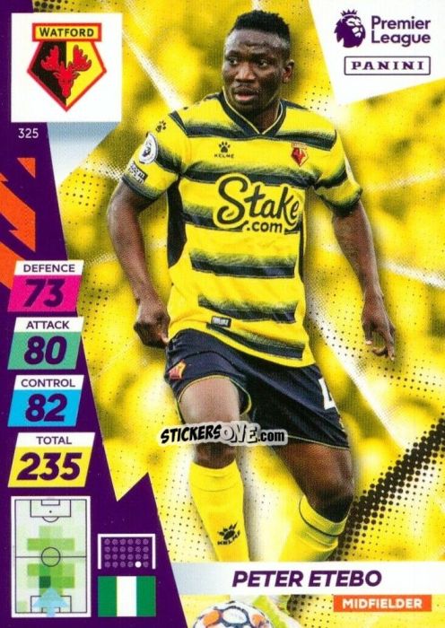 Cromo Peter Etebo - English Premier League 2021-2022. Adrenalyn XL Plus n. 325 - Panini
