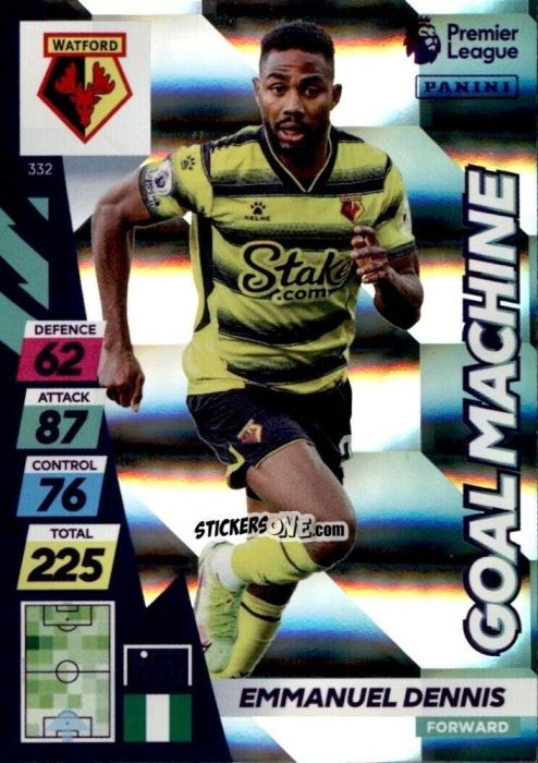 Sticker Emmanuel Dennis - English Premier League 2021-2022. Adrenalyn XL Plus n. 332 - Panini