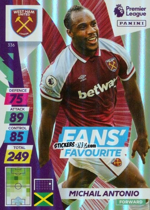 Cromo Michail Antonio - English Premier League 2021-2022. Adrenalyn XL Plus n. 336 - Panini