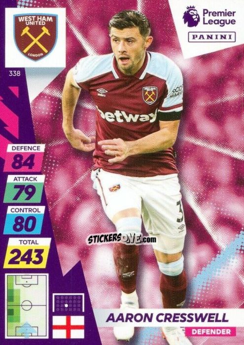 Cromo Aaron Cresswell - English Premier League 2021-2022. Adrenalyn XL Plus n. 338 - Panini