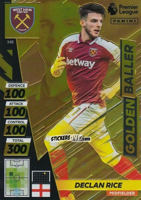 Cromo Declan Rice - English Premier League 2021-2022. Adrenalyn XL Plus n. 348 - Panini