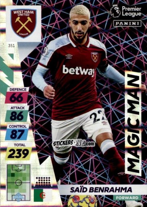 Cromo Said Benrahma - English Premier League 2021-2022. Adrenalyn XL Plus n. 351 - Panini