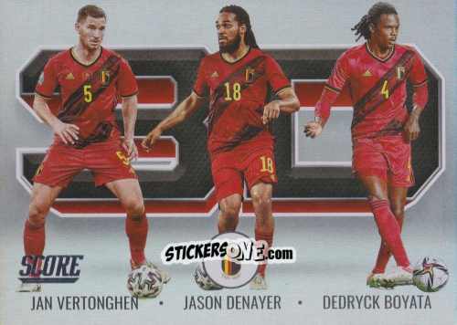 Figurina Jan Vertonghen / Jason Denayer / Dedryck Boyata - Score FIFA 2021-2022 n. 3D1 - Panini