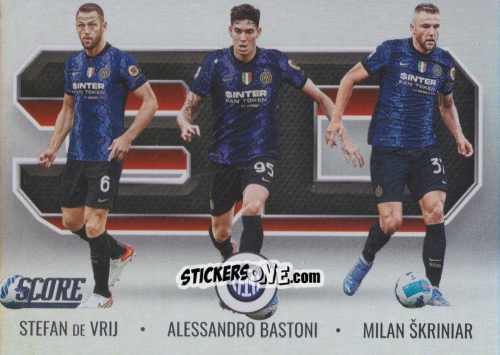 Figurina Stefan de Vrij / Alessandro Bastoni / Milan Skriniar - Score FIFA 2021-2022 n. 3D15 - Panini