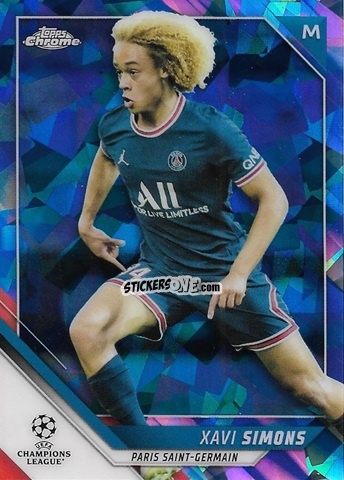 Figurina Xavi Simons - Champions League Chrome 2021-2022. Sapphire Edition n. 182 - Topps