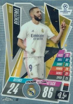 Figurina Karim Benzema - UEFA Champions League Chrome 2020-2021. Match Attax n. 48 - Topps