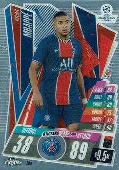 Sticker Kylian Mbappe - UEFA Champions League Chrome 2020-2021. Match Attax n. 105 - Topps