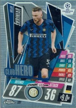 Figurina Milan Skriniar - UEFA Champions League Chrome 2020-2021. Match Attax n. 127 - Topps
