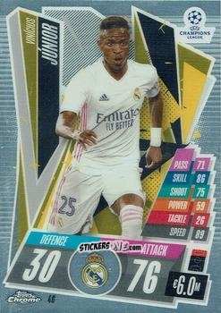 Figurina Vinicius Junior - UEFA Champions League Chrome 2020-2021. Match Attax n. 46 - Topps