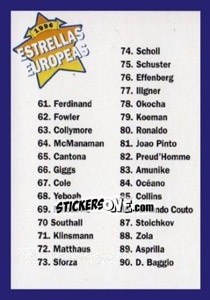 Cromo Indice - Estrellas Europeas 1996 n. 120 - Panini