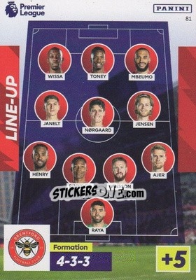 Cromo Brentford Line-Up - English Premier League 2022-2023. Adrenalyn XL n. 81 - Panini