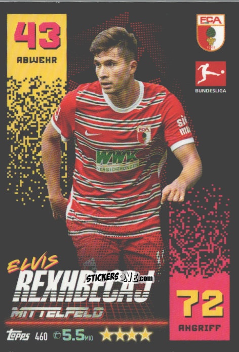 Figurina Elvis Rexhbecaj - German Fussball Bundesliga 2022-2023. Match Attax n. 460 - Topps
