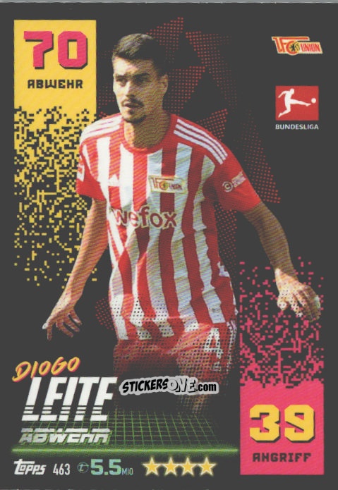 Sticker Diogo Leite - German Fussball Bundesliga 2022-2023. Match Attax n. 463 - Topps