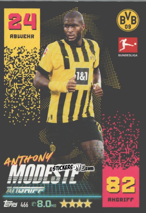 Figurina Anthony Modeste - German Fussball Bundesliga 2022-2023. Match Attax n. 466 - Topps