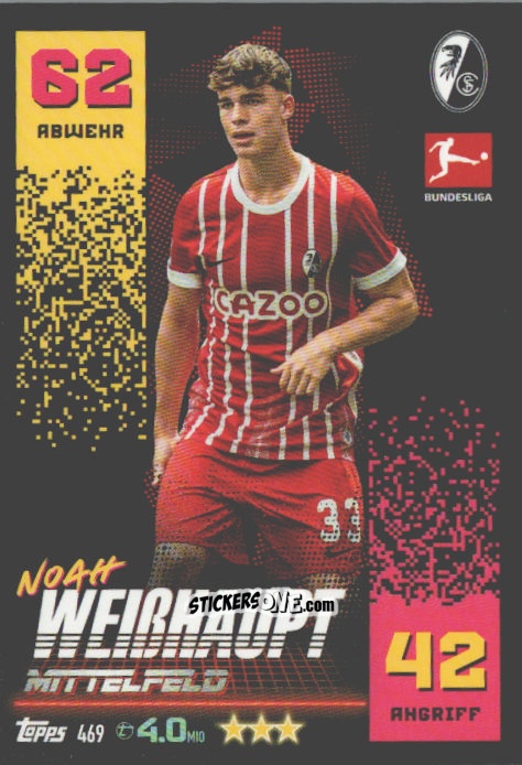 Sticker Noah Weißhaupt - German Fussball Bundesliga 2022-2023. Match Attax n. 469 - Topps