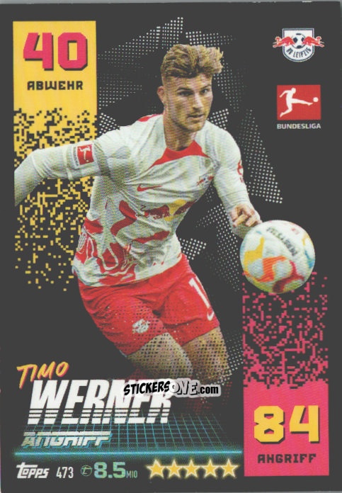 Cromo Timo Werner - German Fussball Bundesliga 2022-2023. Match Attax n. 473 - Topps
