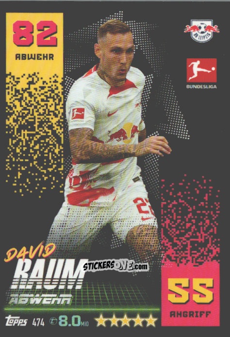 Sticker David Raum - German Fussball Bundesliga 2022-2023. Match Attax n. 474 - Topps
