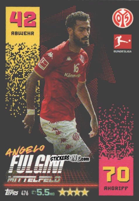 Sticker Angelo Fulgini - German Fussball Bundesliga 2022-2023. Match Attax n. 476 - Topps