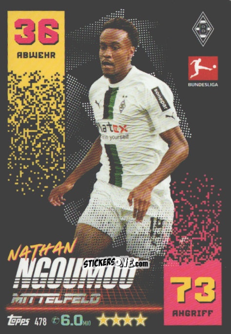 Sticker Nathan Ngoumou - German Fussball Bundesliga 2022-2023. Match Attax n. 478 - Topps