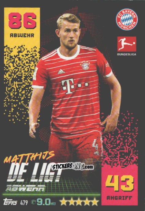 Sticker Matthijs De Ligt - German Fussball Bundesliga 2022-2023. Match Attax n. 479 - Topps