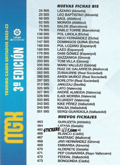 Cromo Checklist 2 - Liga 2022-2023. Megacracks n. CHK2 - Panini