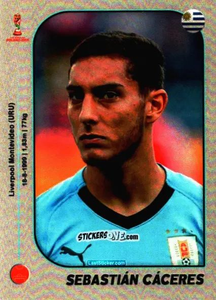 Sticker Sebastián Cáceres - World Cup U-20 Poland 2019 n. 213 - Gloria Editions