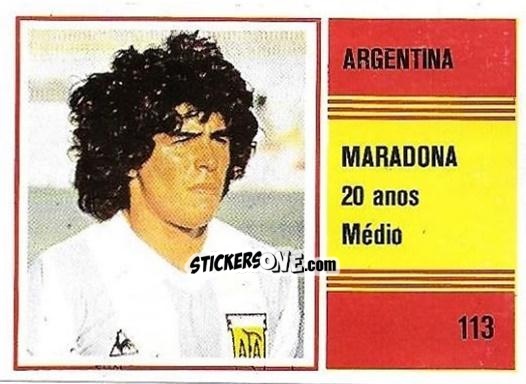 Cromo Diego Maradona - Campeonato do Mundo de Futebol 1982 n. 113 - SORCACIUS XII