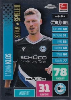 Sticker Fabian Klos - German Bundesliga 2020-2021. Match Attax Chrome n. 193 - Topps