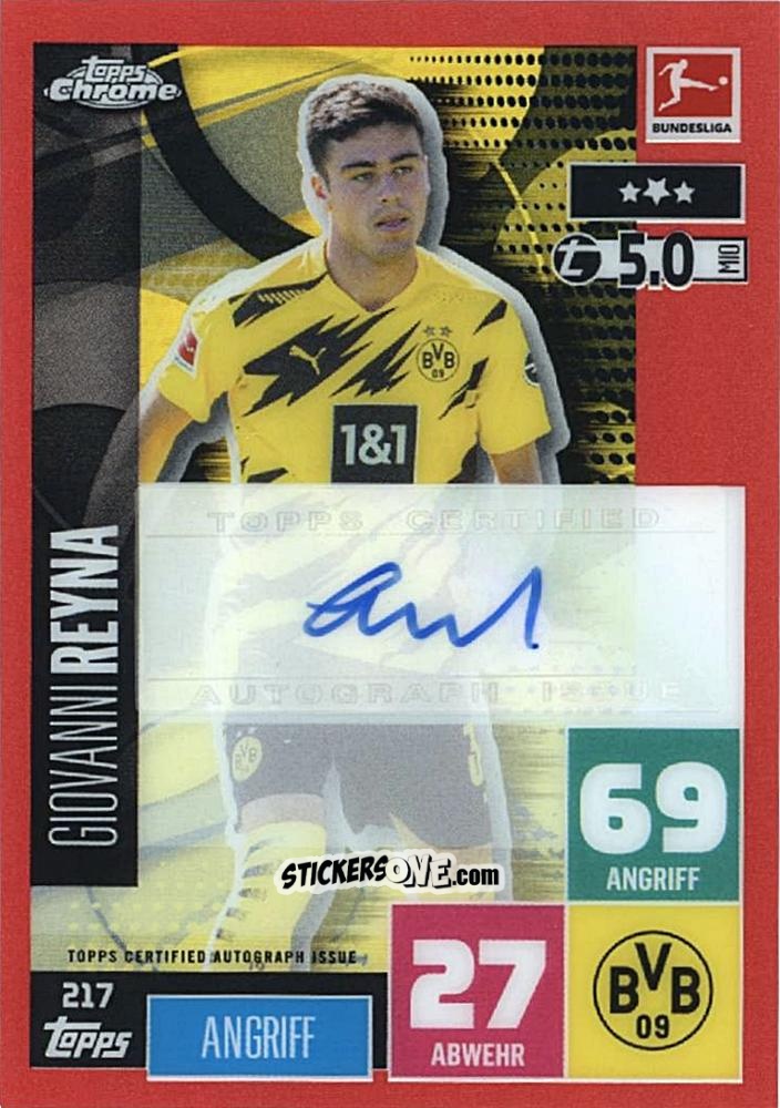 Cromo Giovanni Reyna - German Bundesliga 2020-2021. Match Attax Chrome n. 217 - Topps