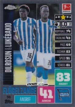 Sticker Javairo Dilrosun / Dodi Lukébakio - German Bundesliga 2020-2021. Match Attax Chrome n. 98 - Topps