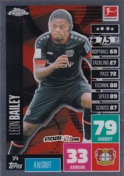 Sticker Leon Bailey - German Bundesliga 2020-2021. Match Attax Chrome n. 34 - Topps