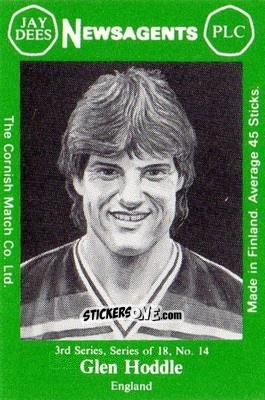 Sticker Glenn Hoddle - Footballers 3rd Series 1982-1983
 n. 14 - Cornish Match Company
