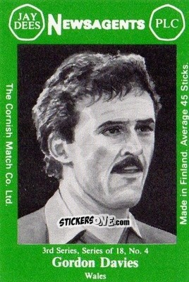 Figurina Gordon Davies - Footballers 3rd Series 1982-1983
 n. 4 - Cornish Match Company
