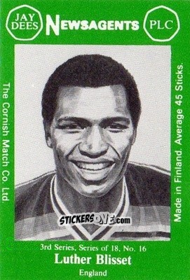 Cromo Luther Blissett - Footballers 3rd Series 1982-1983
 n. 16 - Cornish Match Company
