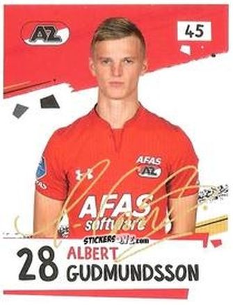 Sticker Albert Gudmundsson - Eredivisie Voetbal plaatjes 2019 n. 45 - Albert Heijn
