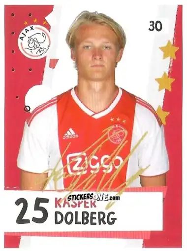 Figurina Kasper Dolberg - Eredivisie Voetbal plaatjes 2019 n. 30 - Albert Heijn
