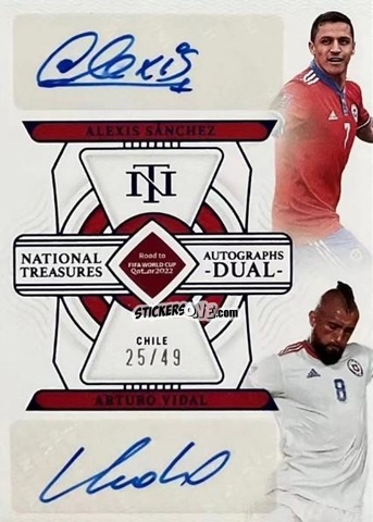 Cromo Alexis Sanchez / Arturo Vidal - National Treasures Road to FIFA World Cup 2022 n. AD-CHI - Panini