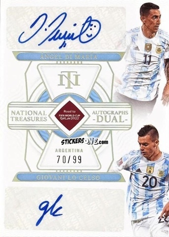 Figurina Angel Di Maria / Giovani Lo Celso - National Treasures Road to FIFA World Cup 2022 n. AD-ARA - Panini