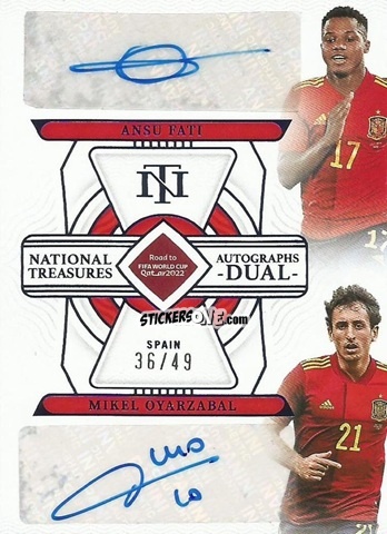 Figurina Ansu Fati / Mikel Oyarzabal - National Treasures Road to FIFA World Cup 2022 n. AD-SPA - Panini