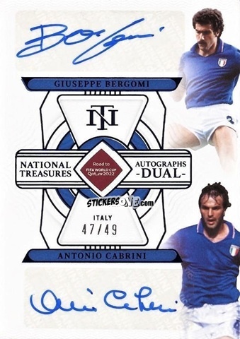 Figurina Antonio Cabrini / Giuseppe Bergomi - National Treasures Road to FIFA World Cup 2022 n. AD-ITA - Panini