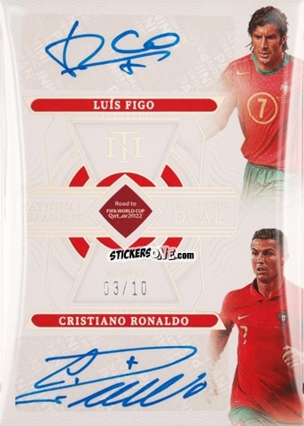 Cromo Cristiano Ronaldo / Luis Figo - National Treasures Road to FIFA World Cup 2022 n. AD-POC - Panini