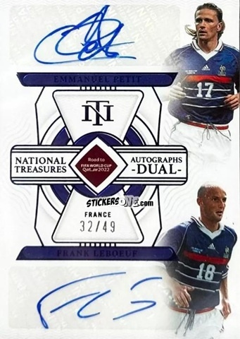 Cromo Emmanuel Petit / Franck Leboeuf - National Treasures Road to FIFA World Cup 2022 n. AD-FRA - Panini